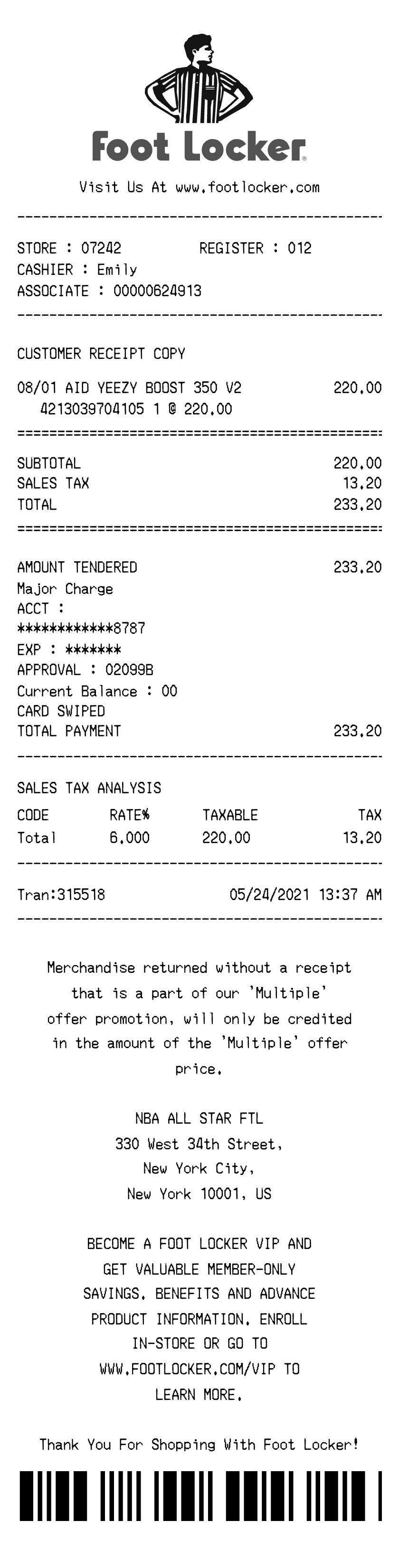 Free Foot Locker Receipt Generator | receipt.dev | receipt.dev