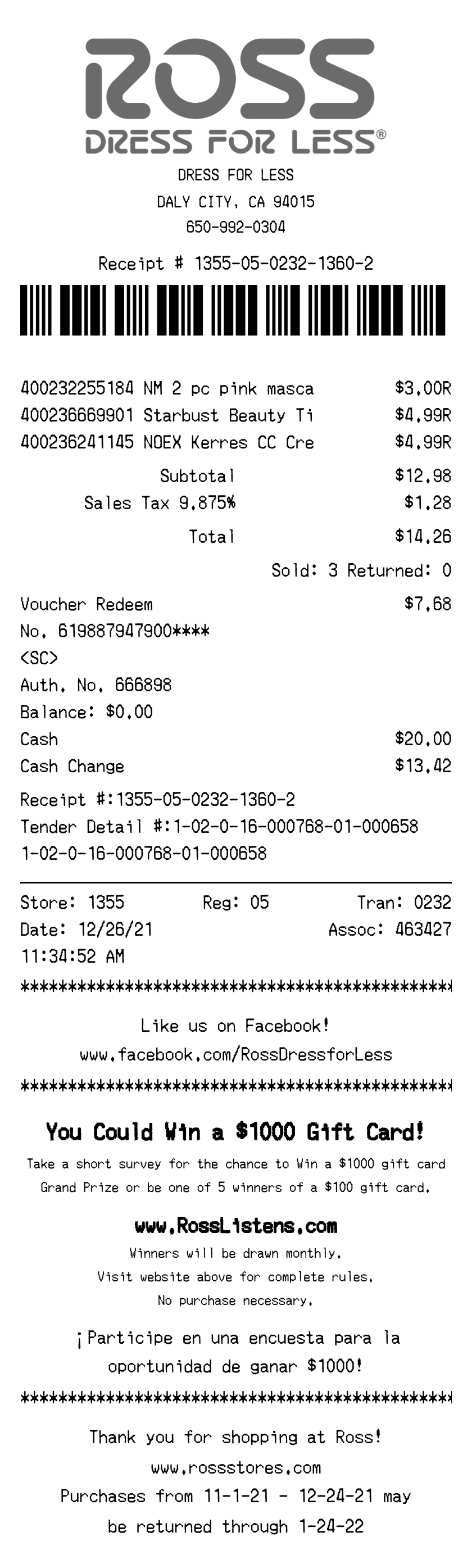 Free Ross Receipt Generator | receipt.dev | makereceipt.ai